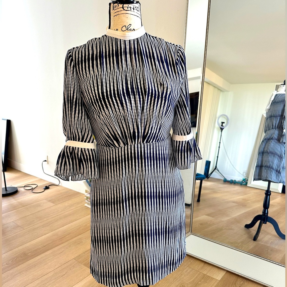 Navy and cream business dress